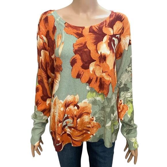 Soft Surroundings Hallerbos Floral Sweater Large Long Sleeve Casual Boat Neck - Picture 1 of 6
